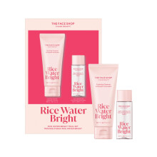 The Face Shop Rice Water Bright Vegan Double Cleanse Probierset, schumender Reiniger in Reisegre und Mini-Reinigungsl, koreanische Hautpflege, sa