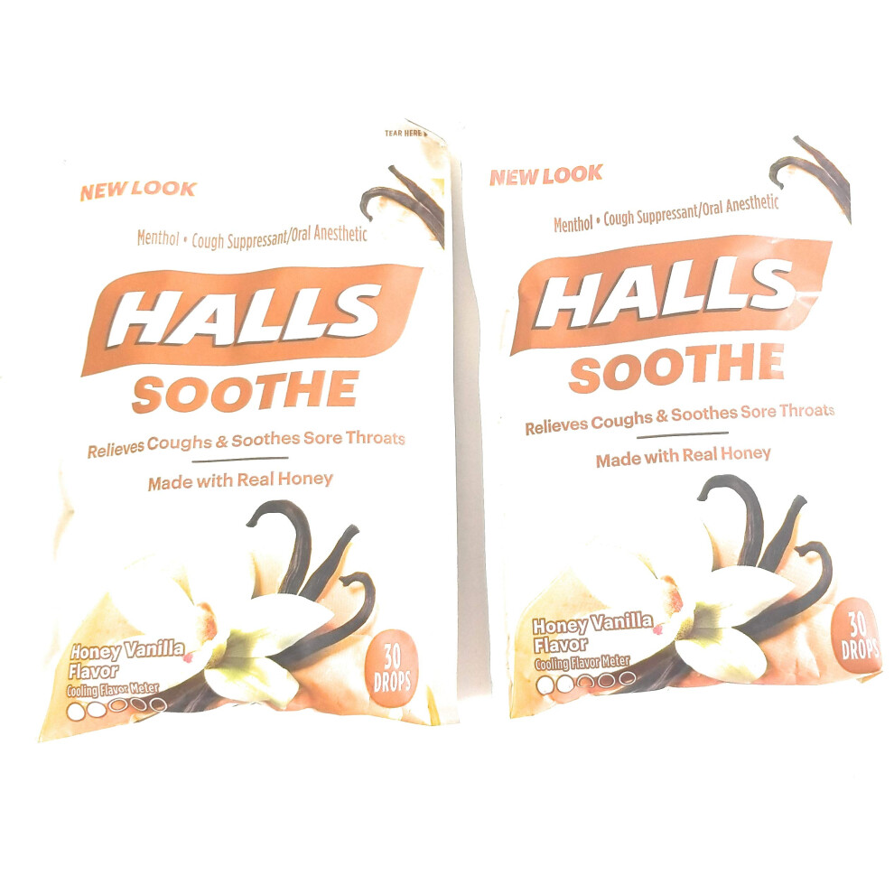 Halls Soar Throats Cough Honey Vanilla 30 Drops (Pack Of 2)
