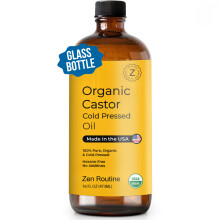 Zen Routine Glasflasche Rizinusl, hexanfrei, biologisches kaltgepresstes l fr Haarwachstum, Wimpern und Augenbrauen, Haar- und Krperl, Glasflasc