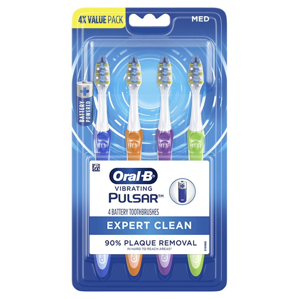 Oral-B Pulsar Expert Clean Battery Powered Toothbrush Medium 4 Count