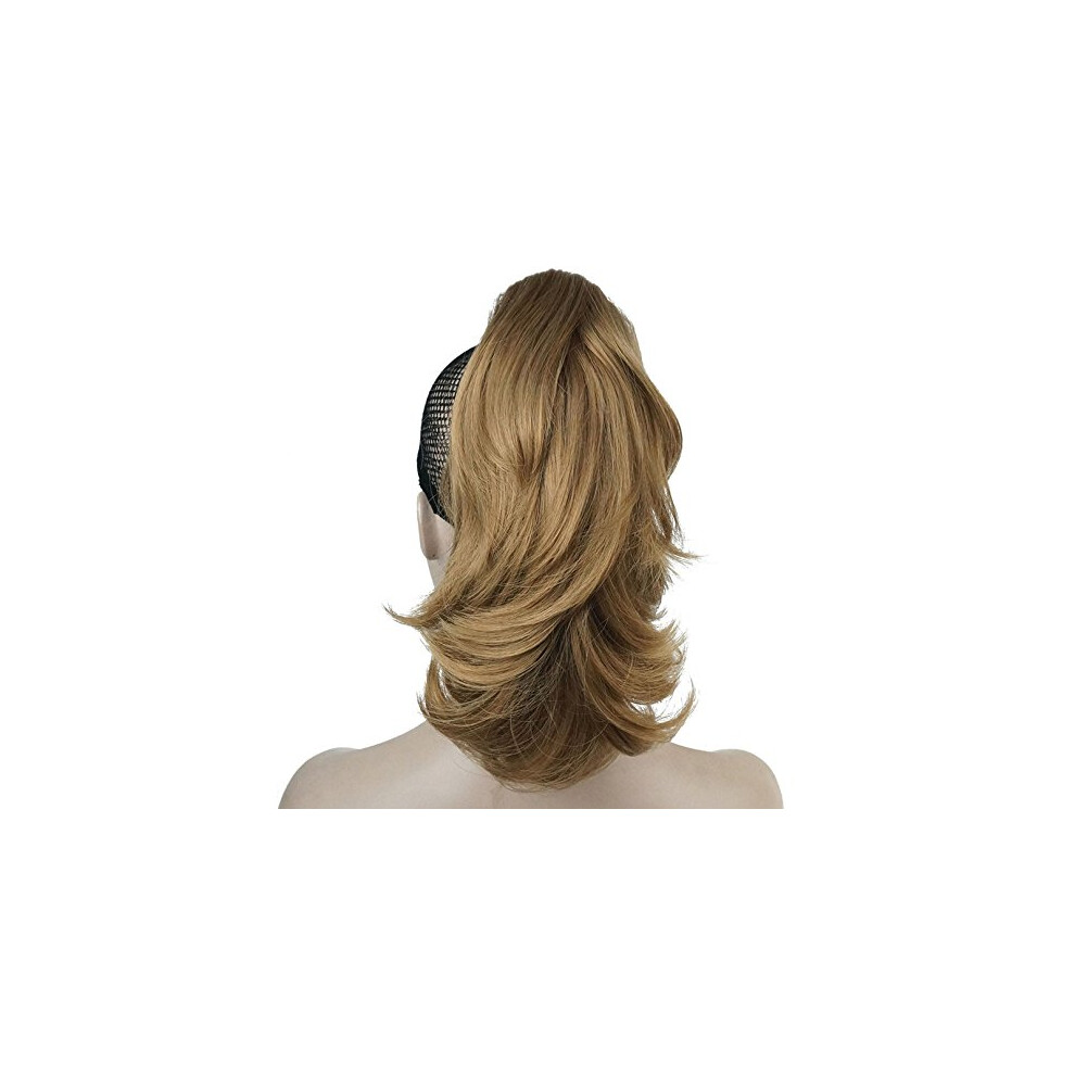 Lydell Unisex Golden 12"""" Dual Use Straight Curly Styled Clip In Claw Ponytail Hair Extension Synthetic Hairpiece 125G With A Jaw/Claw Clip (19 Lightest