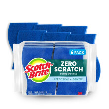Scotch-Brite Zero Scratch Scrub Sponge 6 Kitchen Sponges for Cleaning Around the Home Bathroom & More Scratch-free Dish Scrubber Multi-surfac