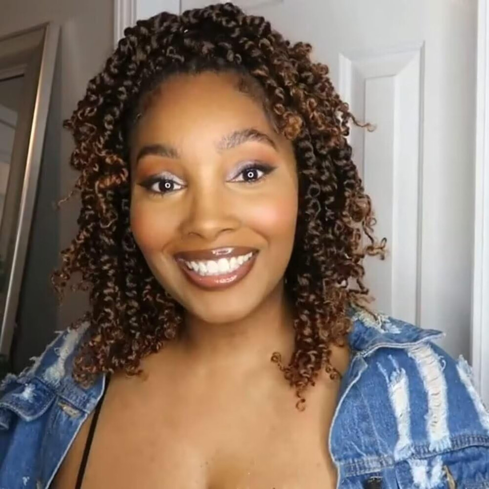 Koskusder Unisex Brown Crochet Passion Twist Hair 8 Packs 8 Inch Pretwisted Passion Twist Crochet Hair Ombre Prelooped Short Passion Twist Hair Soft Crochet Braid