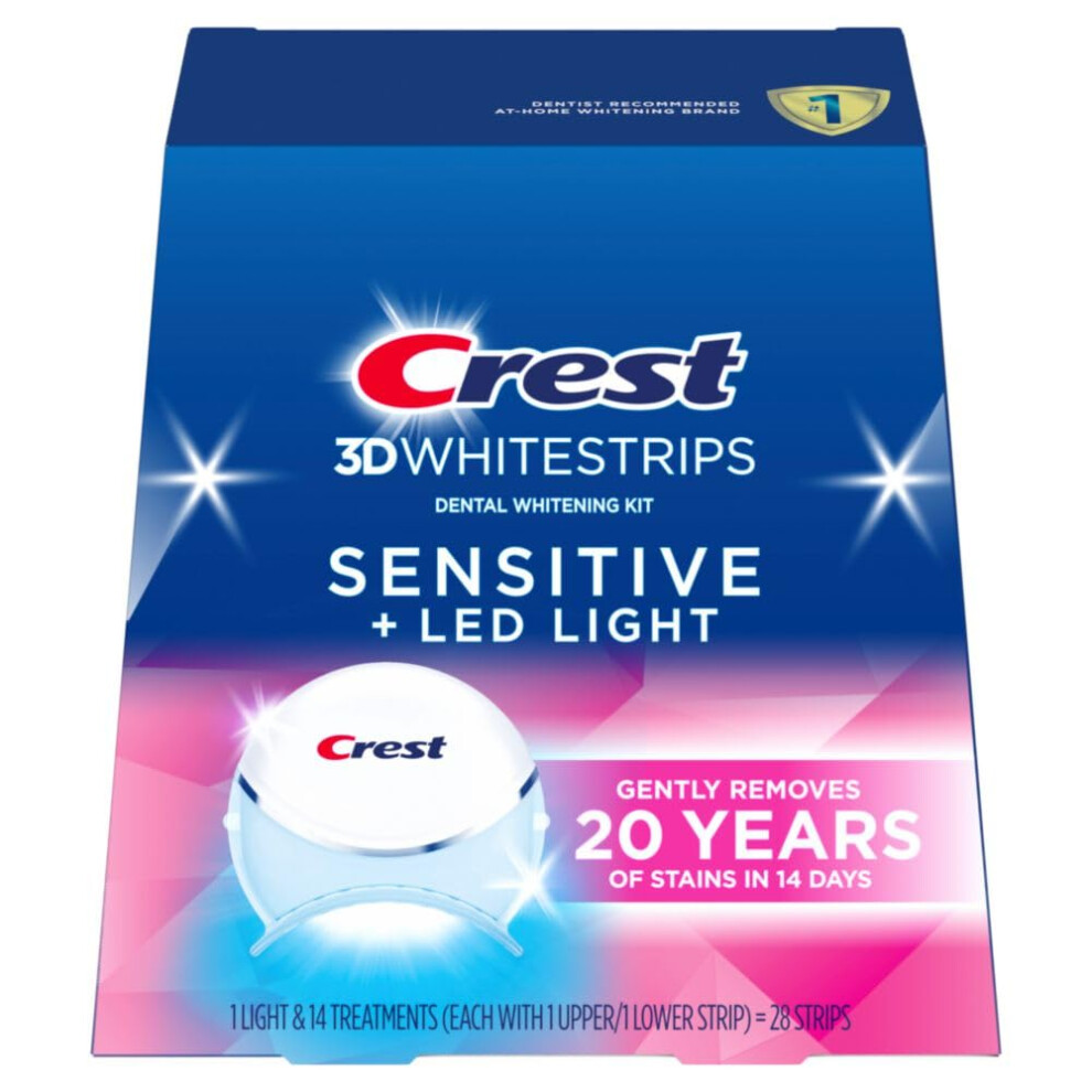 Photos - Toothpaste / Mouthwash Crest 3DWhitestrips Sensitive + LED Light Teeth Whitening Kit 14 Treatments Gently Removes 20 Years of Stains B0CNQK2G75