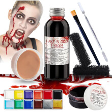 Special Effects SFX Halloween-Make-up-Set  Kunstblut + geronnenes Blutgel + 12 Farben Prellung-Make-up-Palette fr Gesichts- und Krperbemalung mit