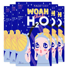 FACETORY K Beauty Face Mask Skin Care - Woah That H2O 2-vaiheinen arkkinaamio keramidilla ja natriumhyaluronaatilla | Kosteuttava tasapainotus (5 pak