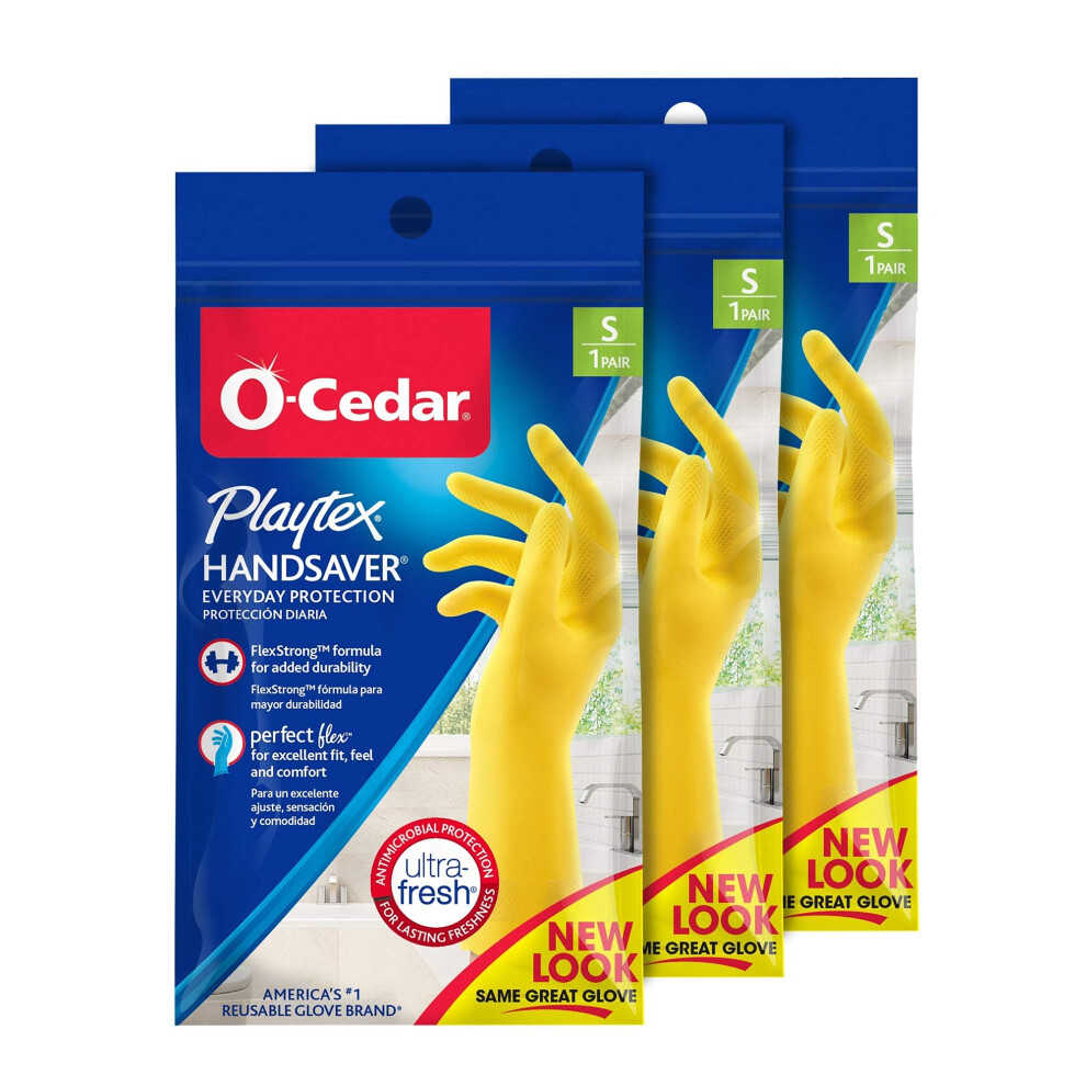Playtex Handsaver Gumowe Rekawice Do Czyszczenia Wielokrotnego Uzytku (Male 3 Pary) Ochrona Na Co Dzien Rekawiczki Domowe Wielokrotnego Uzytku-image