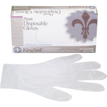 KingSeal 500 Count Light Duty Poly Disposable Gloves  Powder-Free  Latex-Free  Food Safe  Size Medium - 1 Box of 500 Gloves