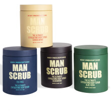 Body Prescriptions Exfolirende bodyscrub voor mannen - Ultieme huidreinigingswas in pot met draaideksel voor alle huidtypes 21 Ounce (pak van 4)