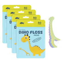 Sea Turtle Kids Dino Flosspick - Maïszet Handle - Dun Tandflossers - Ongeparfumeerd (200)