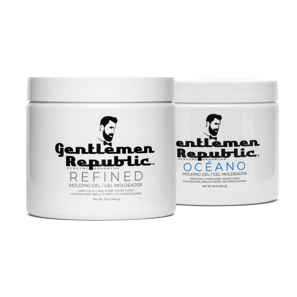 Gentlemen Republic G Gentlemen Republic 16Oz Refined & Oceano Hair Gel For Men - Provides 24 Hour High Hold & Shine - Premium Mens Hair Styling Products With No Beesw