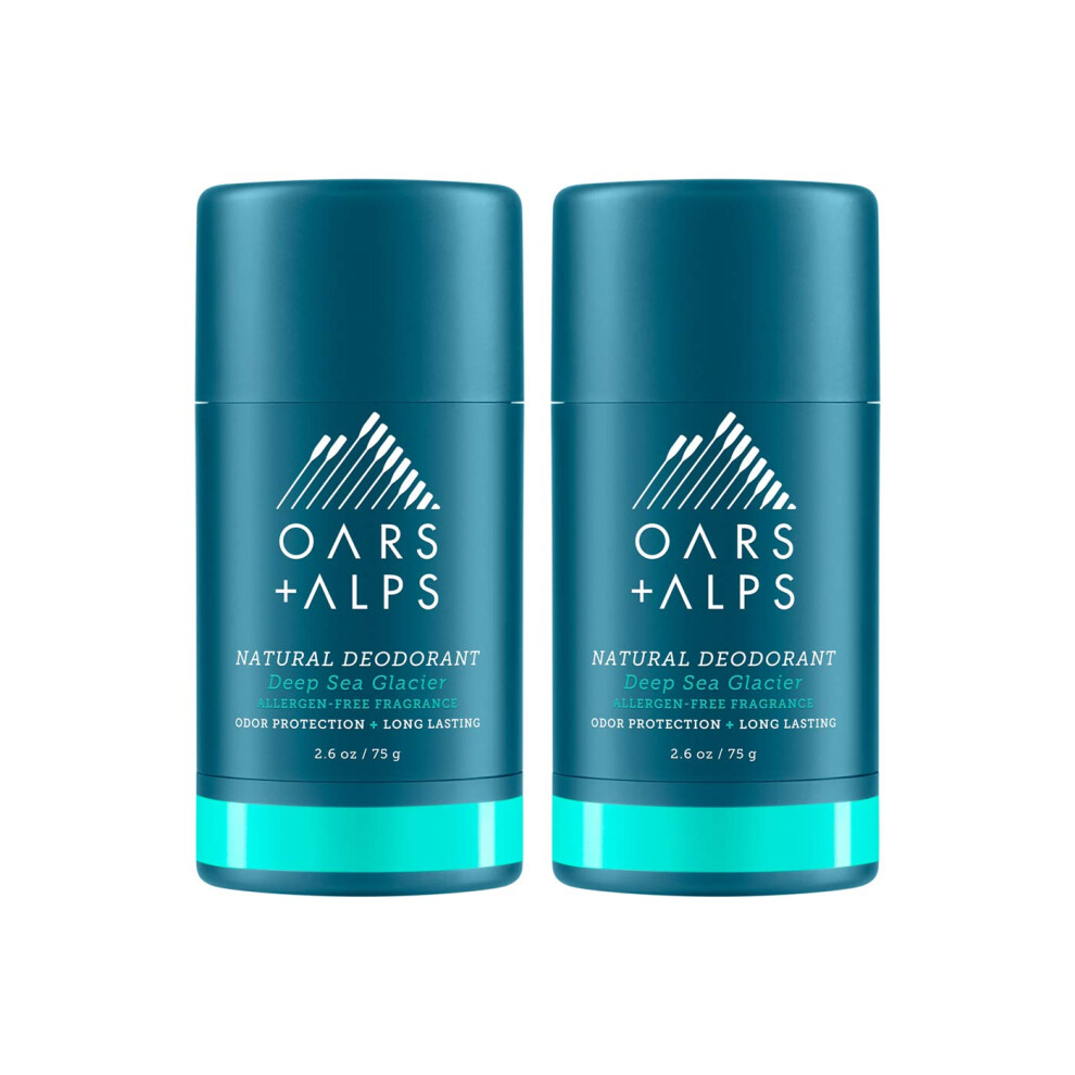 Ruder + Alpen Oars + Alps Aluminum Free Deodorant For Men And Women, Dermatologist Tested And For Sensitive Skin, Vegan, Travel Size, Deep Sea Glacier, 2 Pack, 2.6