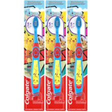 Colgate Pokémon Tandborste med Sugkopp, för Barn 5+ År, Extra Mjuk (Färger & Figurer Varierar) - 3-Pack