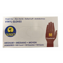 Sunset - Smooth Touch Vinyl Gloves with Powder  Size Medium - 100 ct
