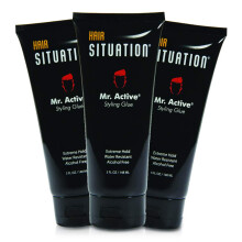 Situao capilar Mr. Active Styling Glue Gel de cabelo para homens - Resistncia  gua, fixao extrema, sem descamao e sem lcool (3 unidades