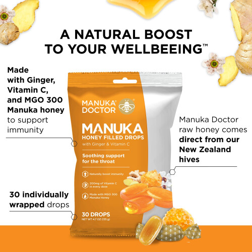 Manuka-Honig gefüllte Drops mit Ingwer & Vitamin C 1