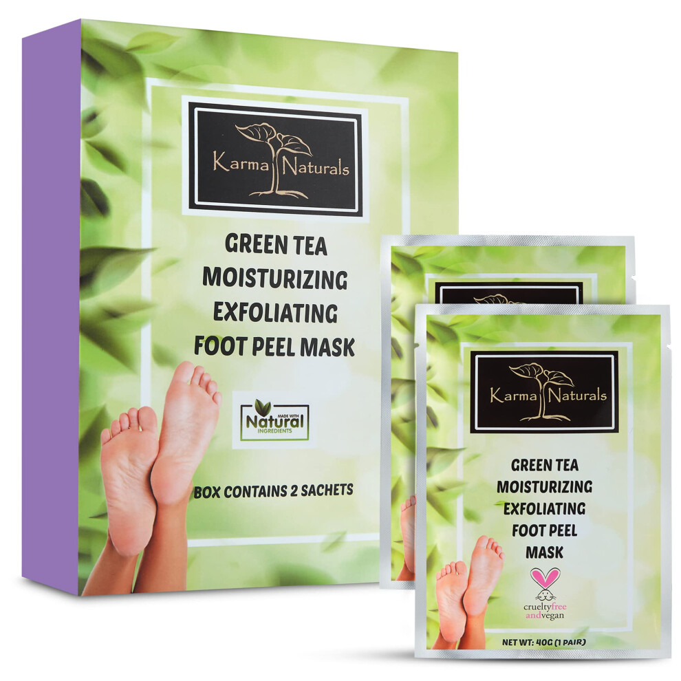 Foot Peel Mask Green Tea Moisturizing Exfoliating Foot Masks - Karma Organic Feet Peeling Masks for Dry ed Feet  Remove Dead Skin & Calluses - Re-image-OPC-PHXT2Y5-NEW