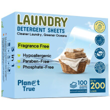 Planet True Eco-Friendly Laundry Detergent Sheets  200 Loads (100 Sheet) Fragrance Free Laundry Sheets Detergent  Concentrated Washer Detergent