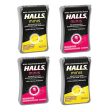 Halls Minis Watermelon & Honey Lemon Sugar Free Cough Drops Variety Pack 4-24 Packs (96 Total Drops)