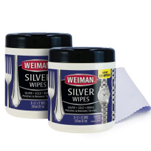 Weiman Jewelry Polish Cleaner and Tarnish Remover Wipes - 20 Count (2 Pack) with Polishing Cloth - Use on Silver Jewelry Antique Silver Gold Bras