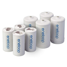 Eneloop Panasonic K-KJBS1/2E8A Batterieadapter der Gr      e C zur Verwendung mit wiederaufladbaren Ni-MH-AA-Batteriezellen, 8er-Pack