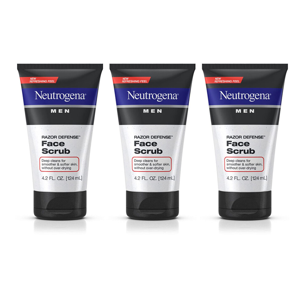 Neutrogena Men Exfoliating Razor Defense Daily Shave Face Scrub  Conditioning Facial Cleanser for Smoother Skin & Less Razor Irritation  Dye-Free
