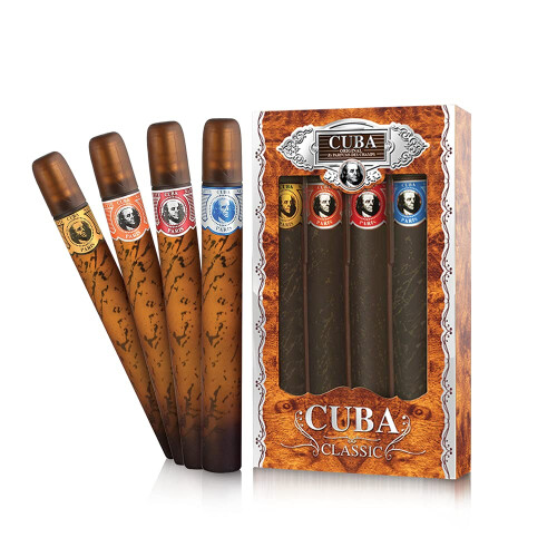 Set di 4 pezzi originale Cuba per uomini 4 x 1,17 oz (oro/blu // rosso/arancione)
