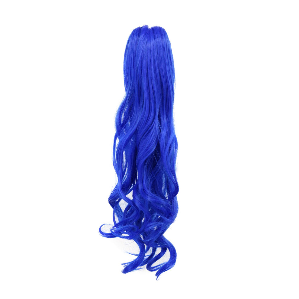 Karlery Curly Clip In Thick Claw Drawstring Ponytail Multi-Colored Hair Pony Tail Hair Extension (Blue)