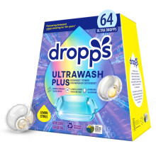 Dropps Ultrawash Plus Lavasher Detect Agus (64 baccelli) - Tripli tavolette di detersivo per lavastoviglie a tripla azione per lavastoviglie profonde