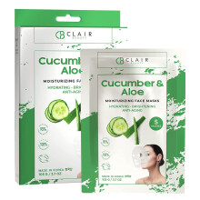 Clear Beauty Blatt-Gesichtsmaske mit Gurke und Aloe  beruhigt gereizte Haut, reduziert Falten und feine Linien und spendet Feuchtigkeit  tierversuc