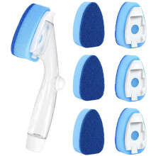 Dishwand Nachfller, Seifenkontrollgriff, 6 robuste Splstab-Schwammkpfe, kratzfeste Schrubber, Ersatz-Nachfllbrstenspender, Geschirrspl-Peeling