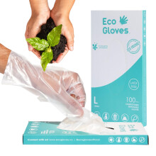 Eco Gloves Plant-Based Compostable Gloves Eco-friendly Latex Free  Powder Free  BPA Free for Food  Safety  Cleaning  Pet Care | Pack of 100 | Cle