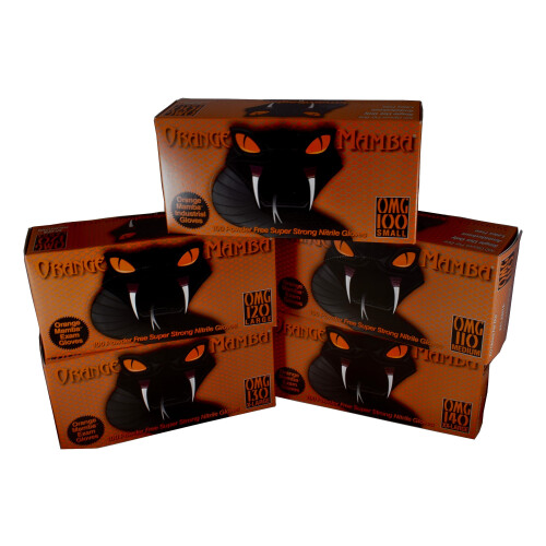 Black Mamba Sort Mamba Orange Mamba Super Strong Nitrile 100 handskeboks tekstureret greb (lille) 1