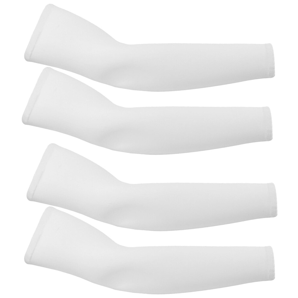 Jusdiqir Uv Sun Protection Cooling Arm Sleeves Outdoor Sports Ice Silk Sun Compression Arm Sleeve For Men Women Teenager (White 2 Pairs) 723886682442