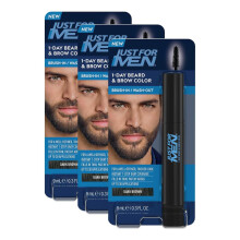Just for Men 1-Day Beard & Brow Color Temporary Color for Beard and Eyebrows For a Fuller Well-Defined Look Up to 30 Applications Dark Brown
