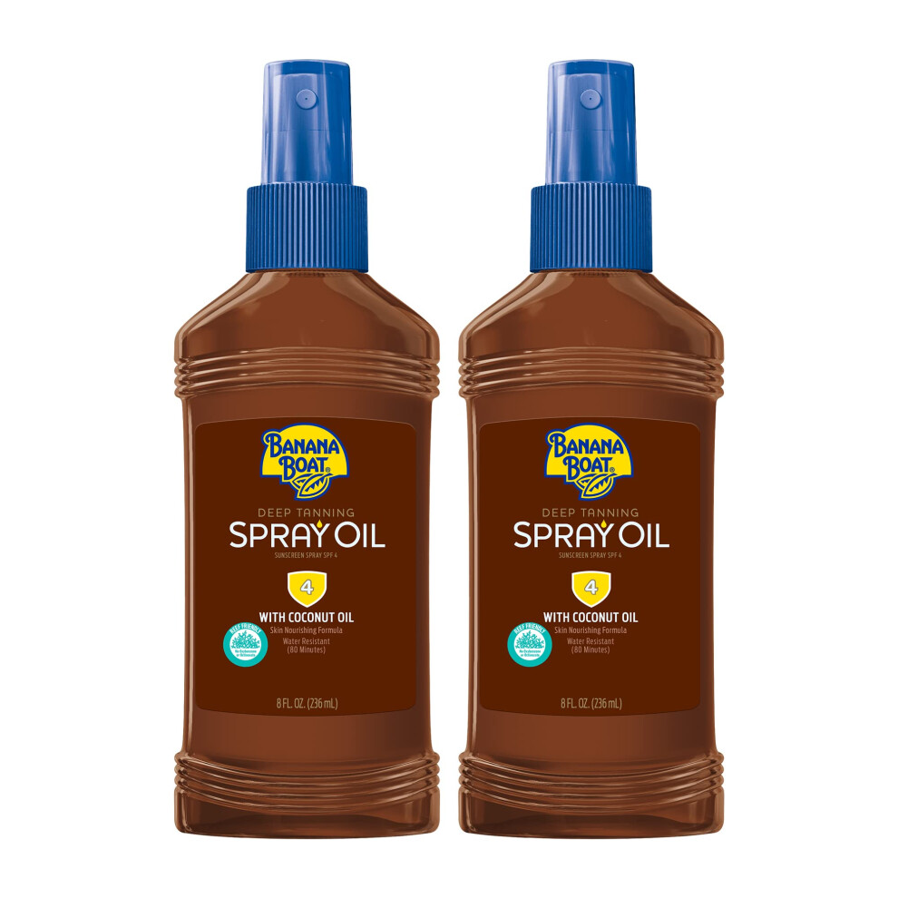 Banana Boat Deep Tanning Oil Pump Spray Sunscreen SPF 4 Twin Pack | Tanning Sunscreen Spray Dark Tanning Oil SPF Tanning Oil Outdoor Tanning O