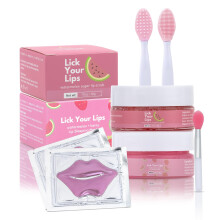 Lick Your Lips 6-in-1-Lippenpflegeset mit Lippenschlafmaske, Silikonbrste, Zuckerpeeling-Blattmaske zum Enthllen ppiger, weicher Lippen  koreanis