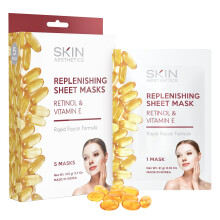 Skin Aesthetics Retinol & Vitamin E Blatt-Gesichtsmaske  Repariert geschdigte Haut, verringert feine Linien und Falten. Anti-Aging-Blattmaske  Tie