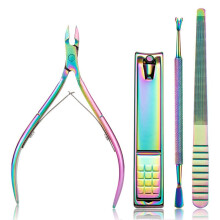 Nagelhautschneider mit Nagelhautschieber  4er-Pack Edelstahl-Nagelknipser-Set, abgestorbene Haut, Nagelhautschneider, Zangen, Manikre-Werkzeuge fr