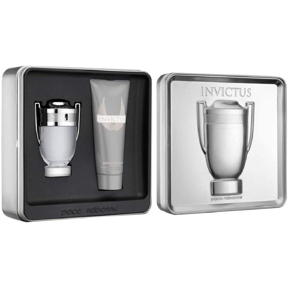 Paco Rabanne Invictus for Men 2 pi   ces Set Tin Box (3,4 oz Eau de Toilette Spray + 3,4 oz partout shampooing) Multi couleur