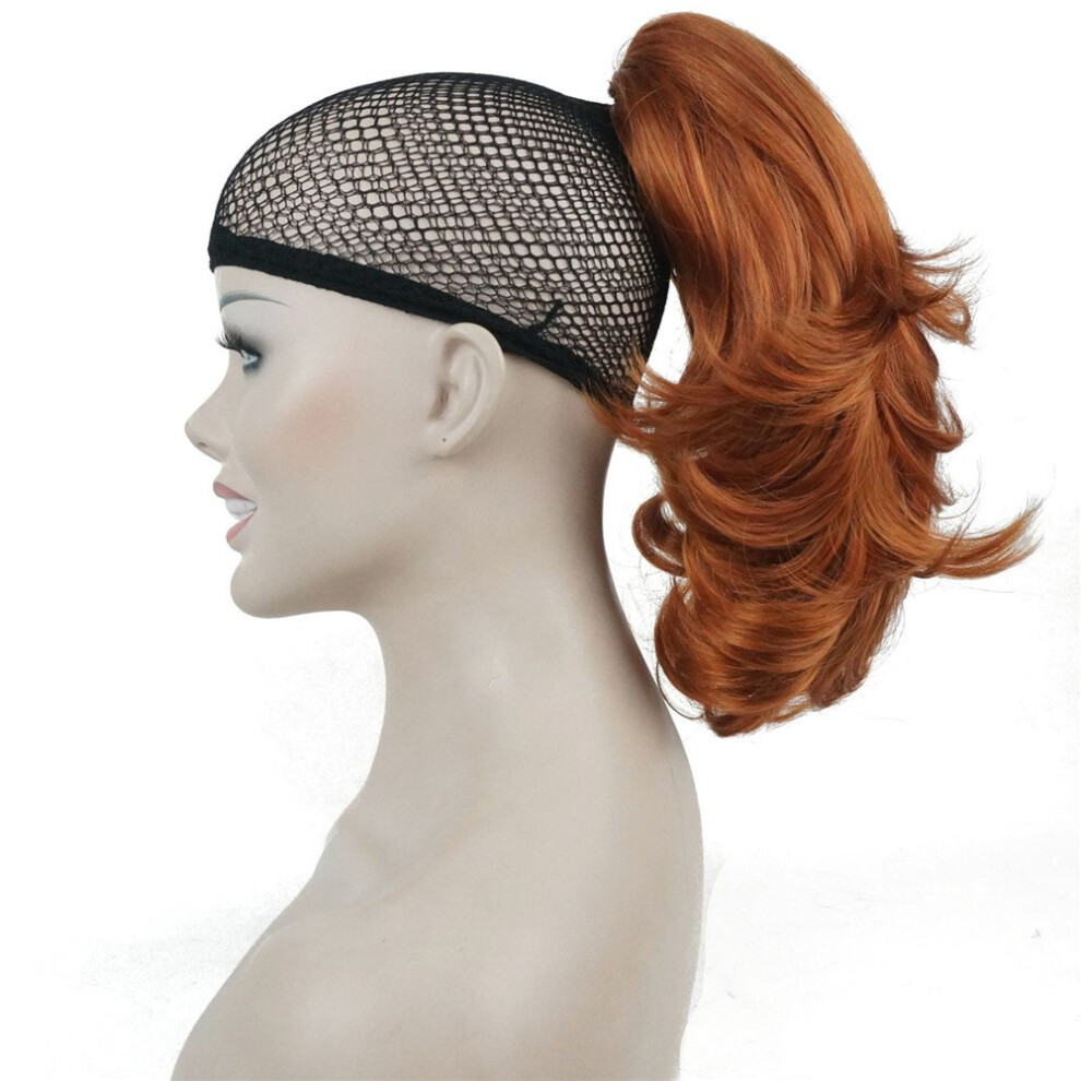 Lydell Unisex Red 12"""" Dual Use Straight Curly Styled Clip In Claw Ponytail Hair Extension Synthetic Hairpiece 125G With A Jaw/Claw Clip (130A Fox )