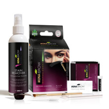 MinaiBrow Black Natural Spot Coloring Powder mit Fleckenentferner | Wischfester Instant-Brauenfarbstoff mit 100 % Grauabdeckung