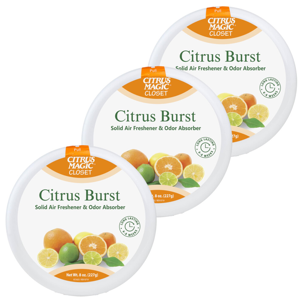 Citrus Magic For Closets Odor Absorbing Solid Air Freshener  Citrus Burst  8-Ounce  Pack of 3-image-OPC-PHXT75R-NEW