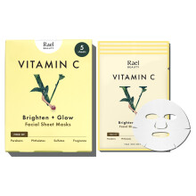 Rael Face Mask Skin Care C-vitamiinikasvonaamiot - Bamboo Facial Sheet Mask Korean Skincare kirkastavalla C-vitamiiniseerumilla ja hedelmäuutteilla k