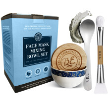 Bare Essentials Living - Clay Face Mask Mixing Bowl Set  Skin Care Kit Facial Bowls with Bamboo Lid  Face Mask Spoon  & Dual Sided Face Mask Brus