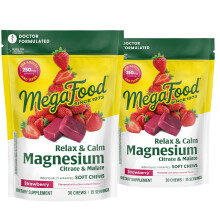 MegaFood Relax + Calm Magnesium-Ergnzung Weiche Kaubonbons mit Magnesiumcitrat und -malat fr Herzgesundheit, Muskelverspannungen und mehr V
