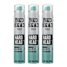 Ttes de lit Hard Head Hairspray pour une tenue trs forte - pour tous les types de cheveux - avec une brillance sche et naturelle instantane -