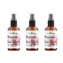 Pakkaus 3 Premium Organic Marokon ruusuvett - 4 unssia w/sumutin - Tuotu Marokosta - 100 % puhdasta (elintarvikelaatuista) ilman ljyj tai alkoholi