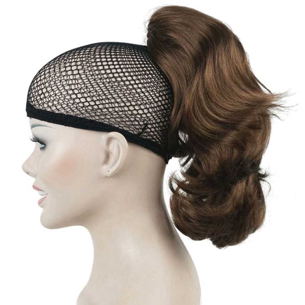Lydell Unisex Golden 12"""" Dual Use Straight Curly Styled Clip In Claw Ponytail Hair Extension Synthetic Hairpiece 125G With A Jaw/Claw Clip (Medium Brow