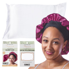 CONAIR x Tamera Mowry Housley Collection Satin-Haarhaube mit Bonus-Kissenbezug fr Schlafset  Fr lange und kurze Haarlngen geeignet  Locken und Z